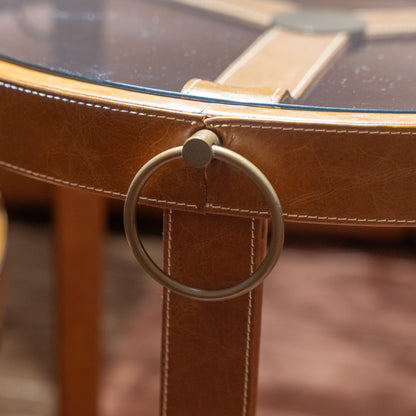 Glass and Leather Coffee Tables