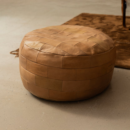 Woven Leather Pouf