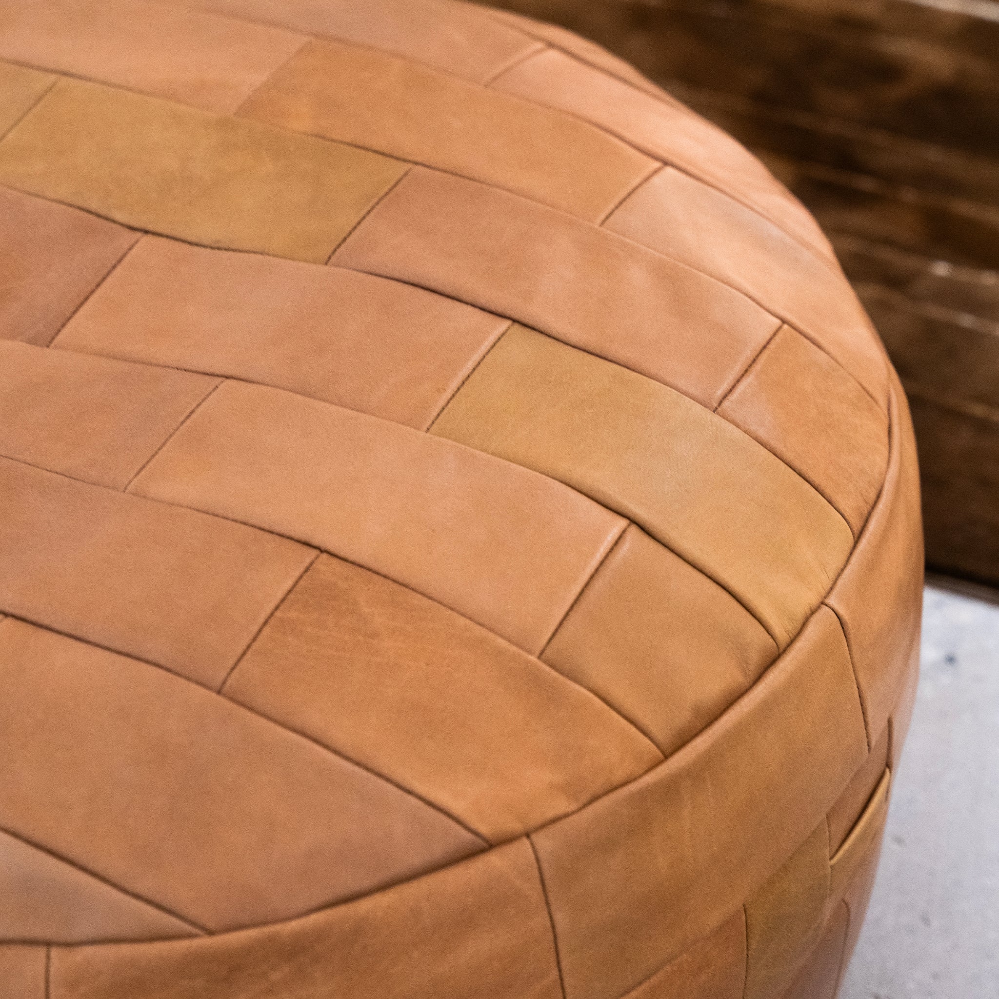 Woven Leather Pouf