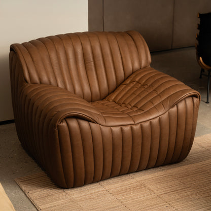 Ribbed Leather Lounge Chair