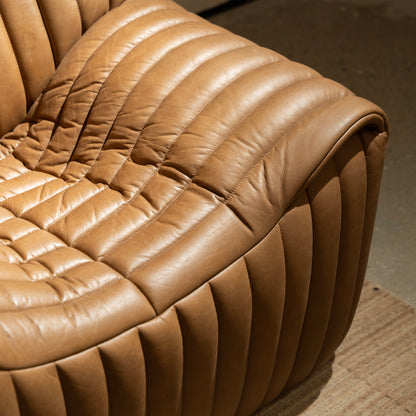 Ribbed Leather Lounge Chair