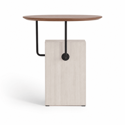Arc Travertine Side Table - FURNIBLE.