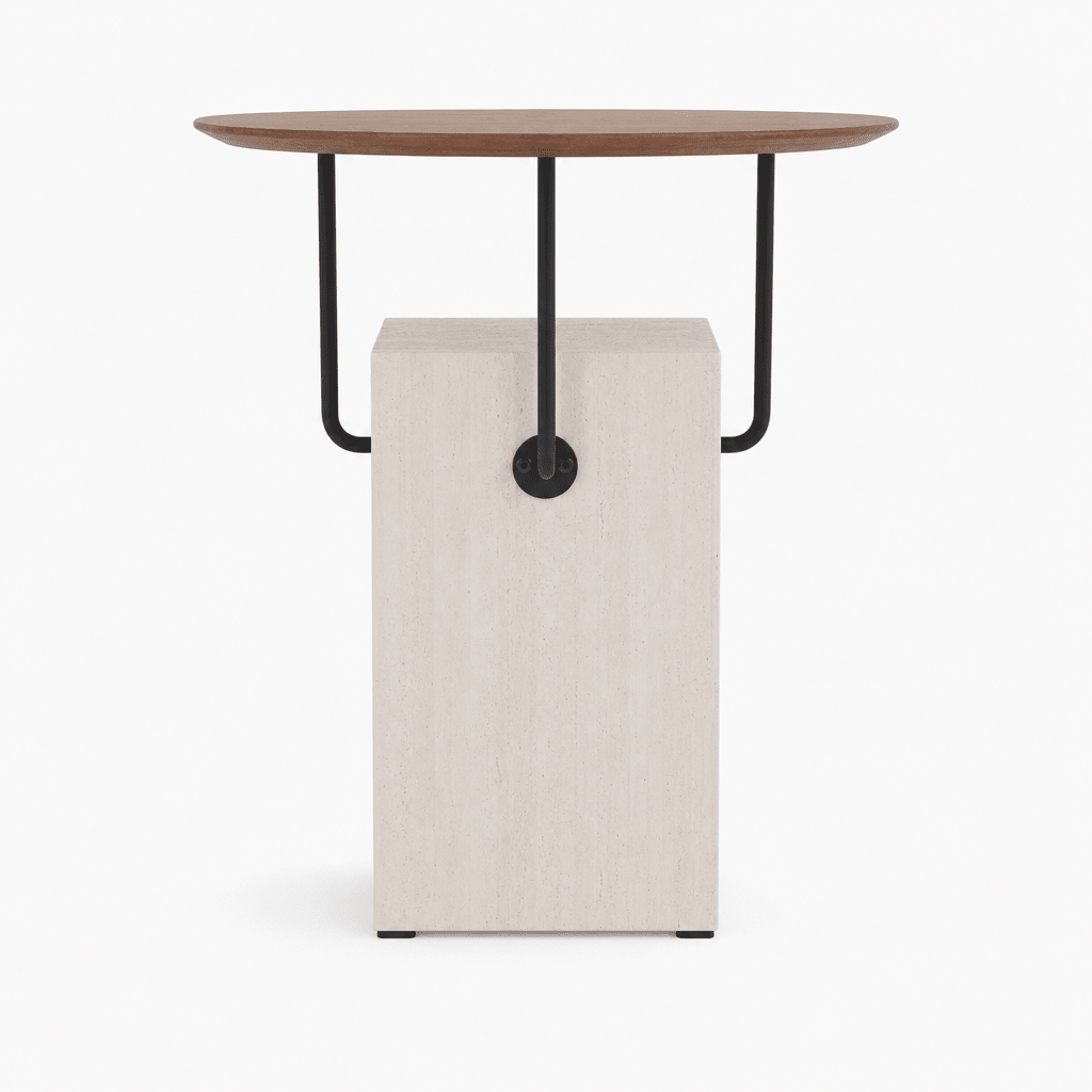Arc Travertine Side Table - FURNIBLE.