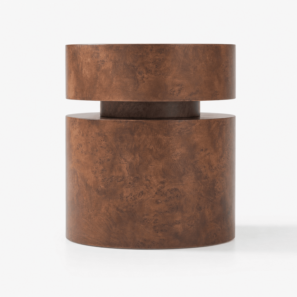 Burl Drum Side Table - FURNIBLE.