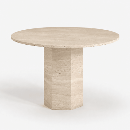 Calma Travertine Dining Table - FURNIBLE.