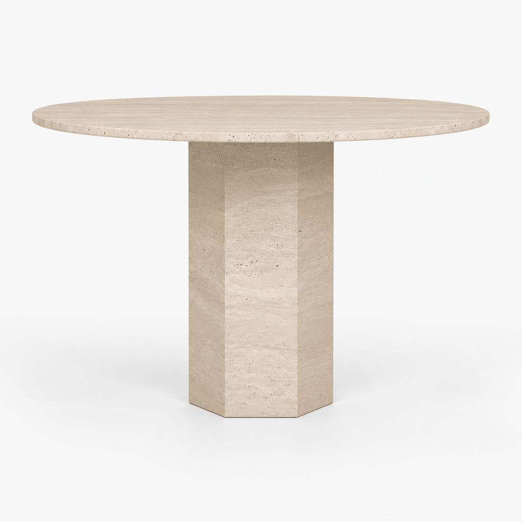 Calma Travertine Dining Table - FURNIBLE.