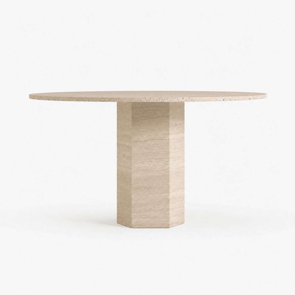 Calma Travertine Dining Table - FURNIBLE.