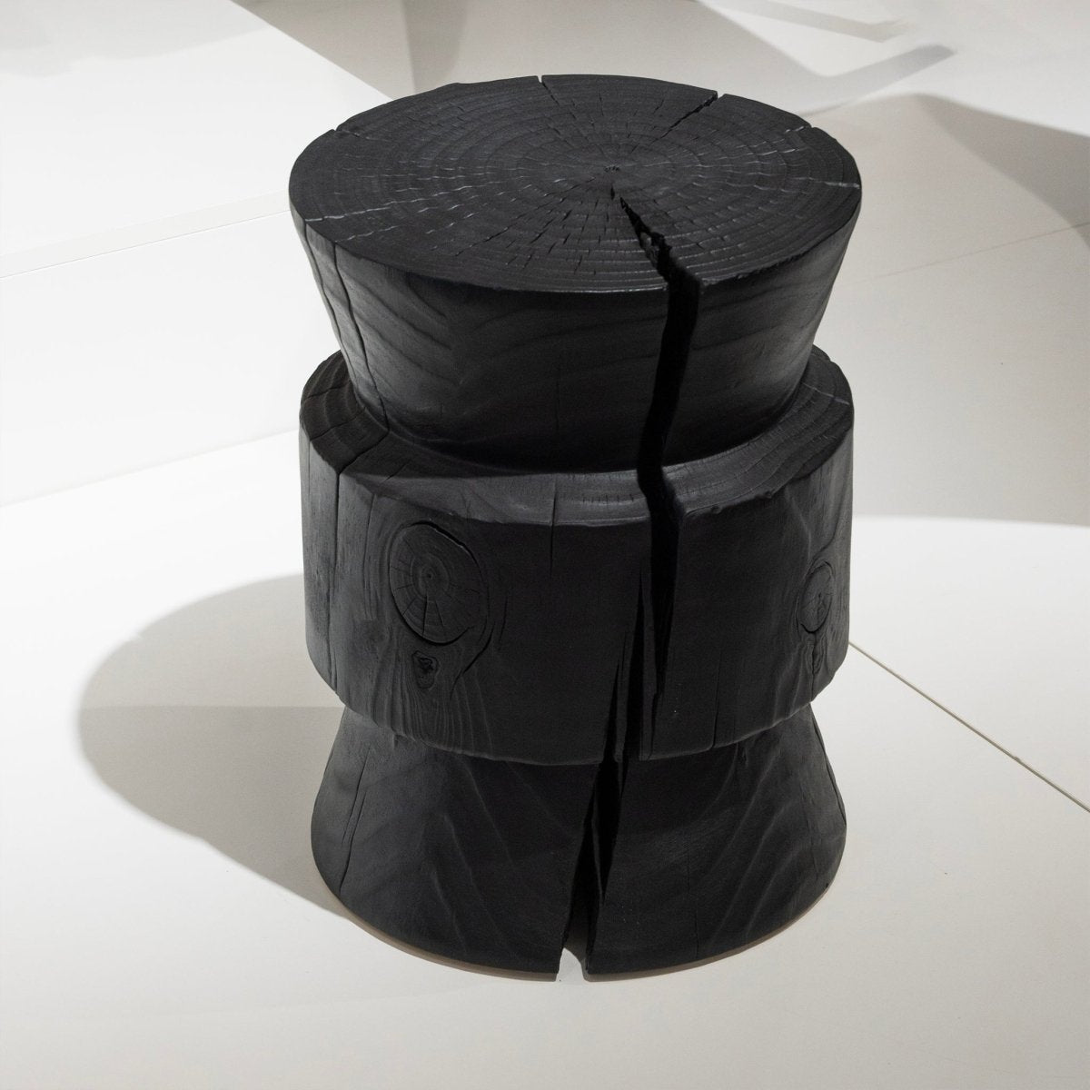 Carved Wood Accent Stool - FURNIBLE.