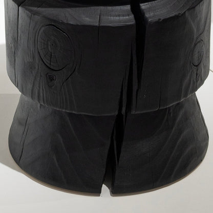 Carved Wood Accent Stool - FURNIBLE.