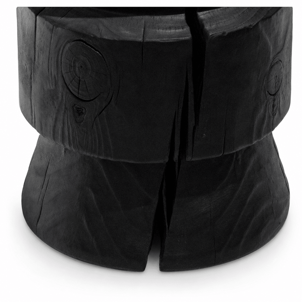 Carved Wood Accent Stool - FURNIBLE.