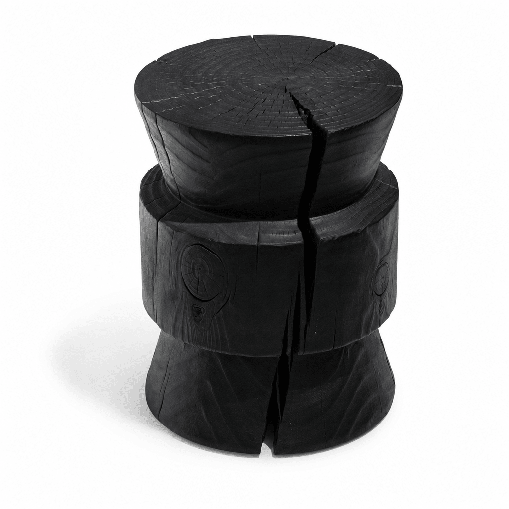 Carved Wood Accent Stool - FURNIBLE.