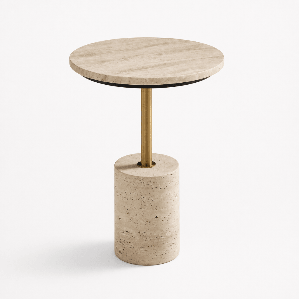 Celine Travertine Side Table - FURNIBLE.