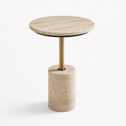 Celine Travertine Side Table - FURNIBLE.