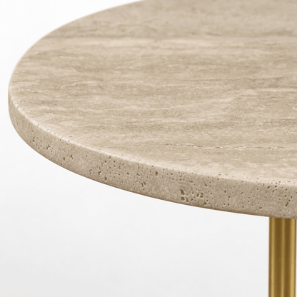 Celine Travertine Side Table - FURNIBLE.