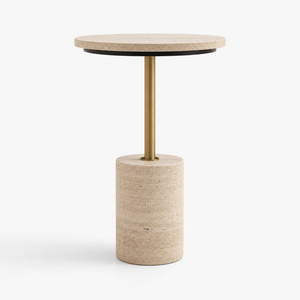 Celine Travertine Side Table - FURNIBLE.
