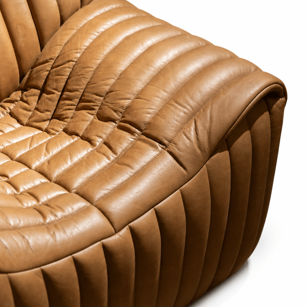 Channeled Leather Lounger - FURNIBLE.
