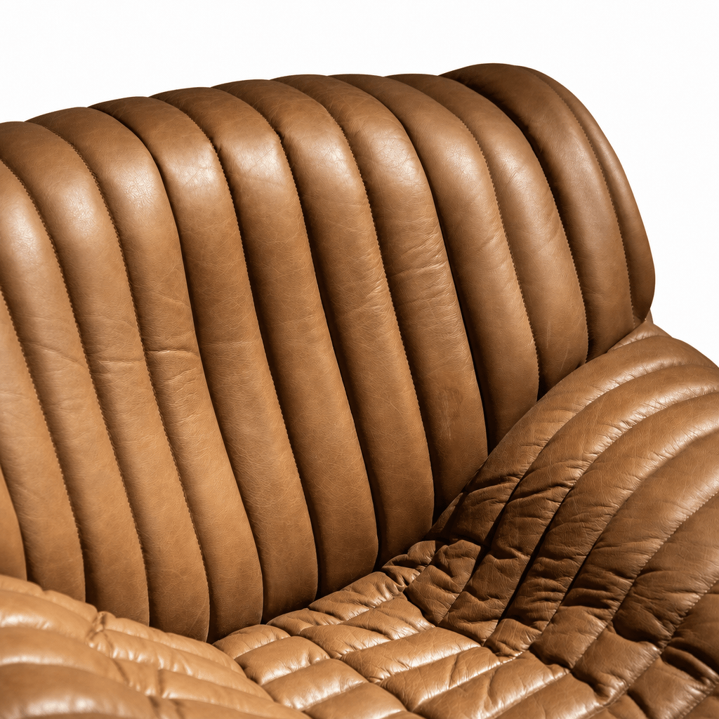 Channeled Leather Lounger - FURNIBLE.