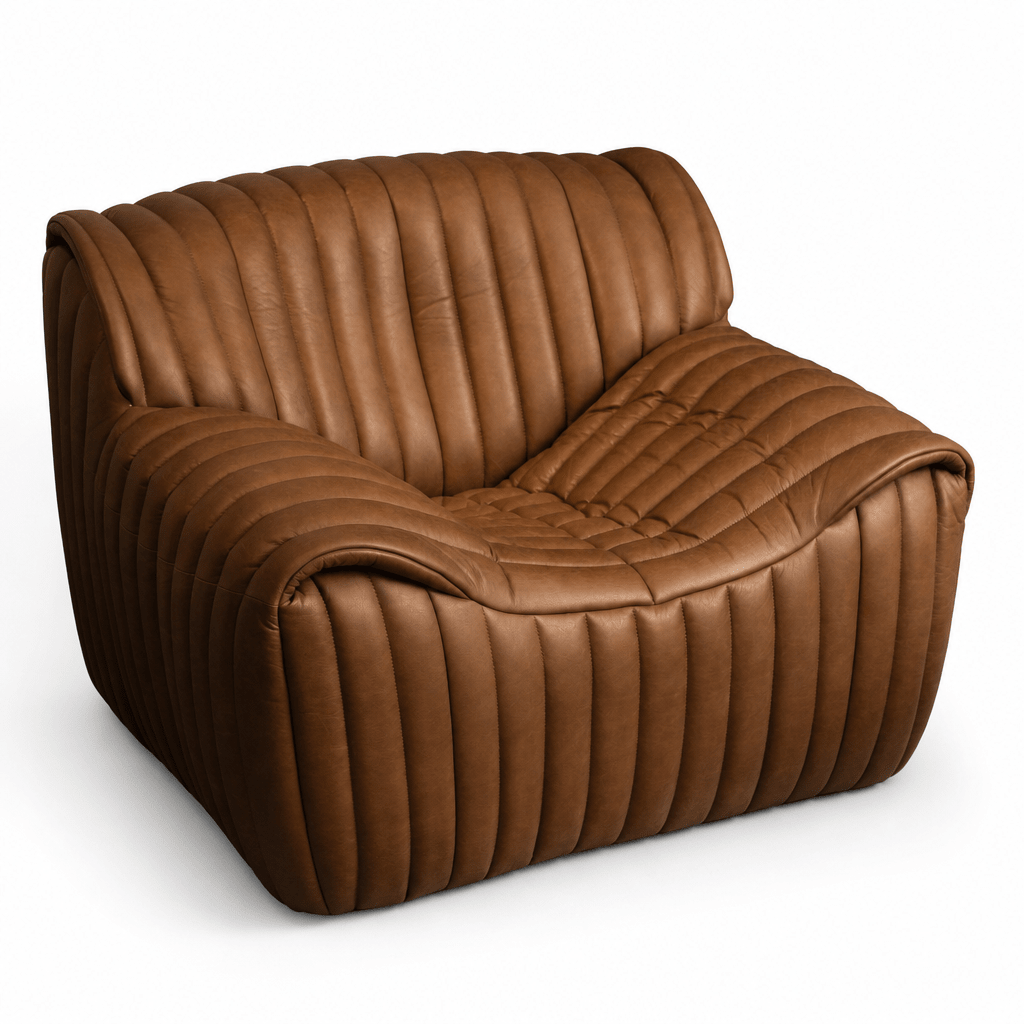Channeled Leather Lounger - FURNIBLE.