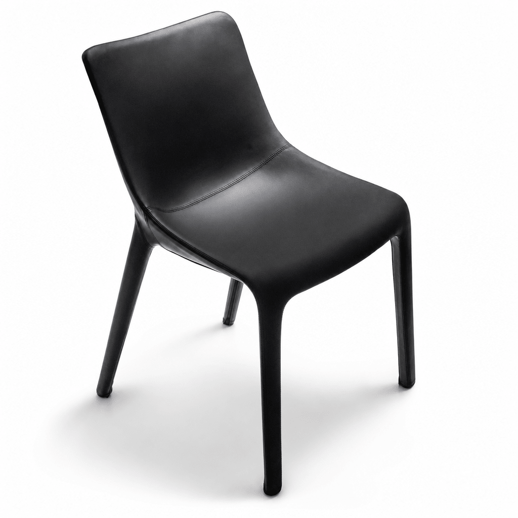 Contoured Black Leather Chair - FURNIBLE.