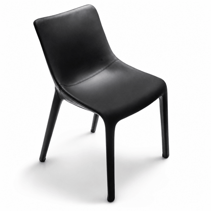 Contoured Black Leather Chair - FURNIBLE.