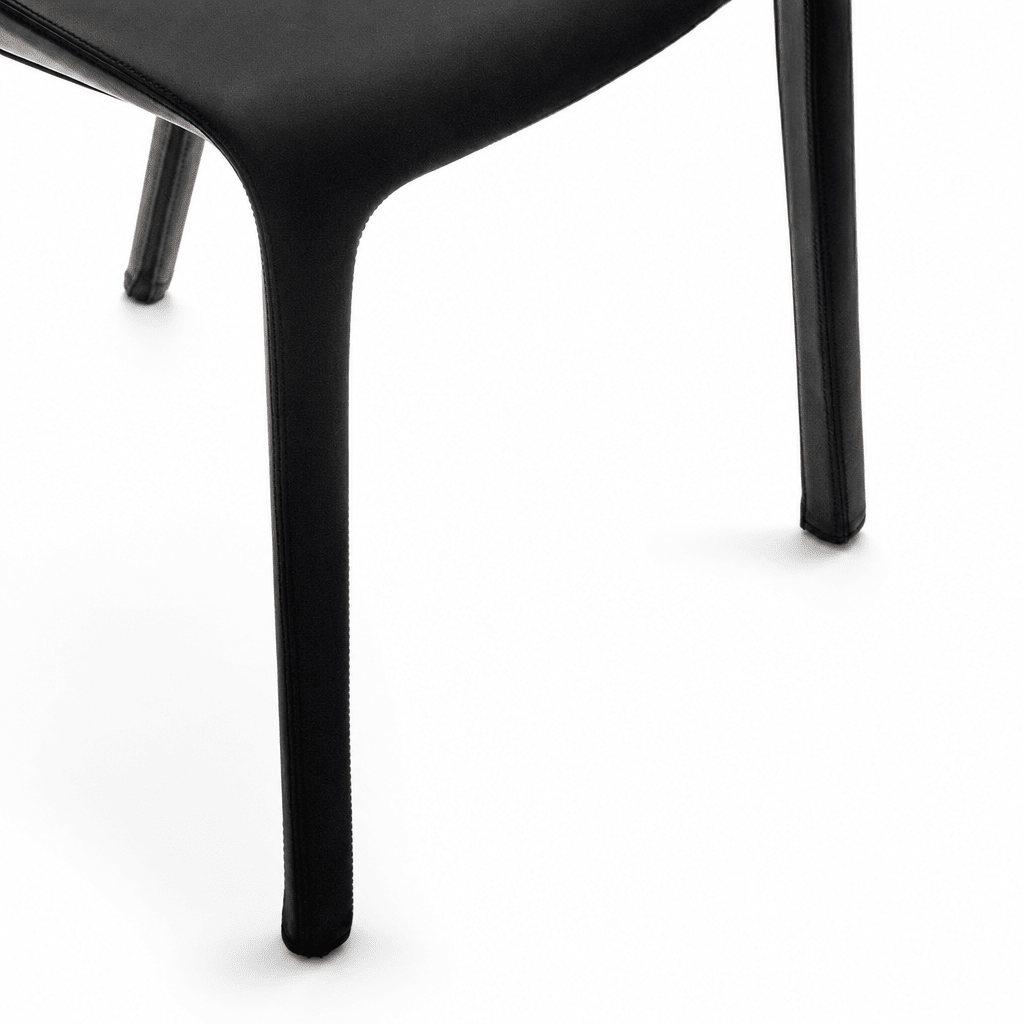 Contoured Black Leather Chair - FURNIBLE.