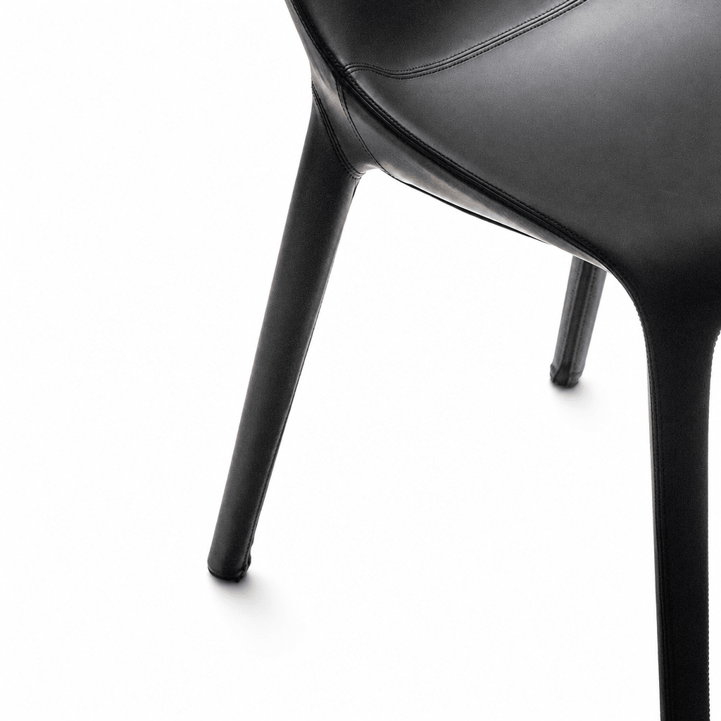 Contoured Black Leather Chair - FURNIBLE.