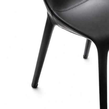 Contoured Black Leather Chair - FURNIBLE.
