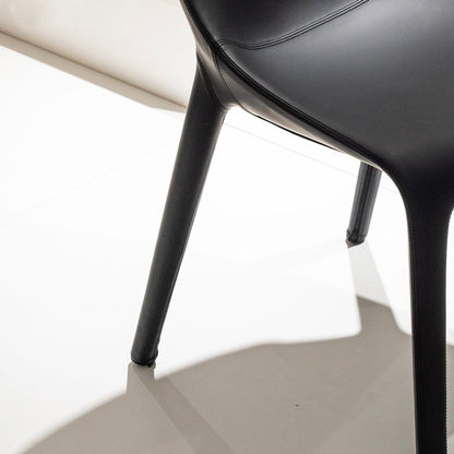 Contoured Black Leather Chair - FURNIBLE.