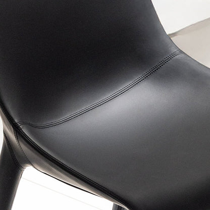 Contoured Black Leather Chair - FURNIBLE.