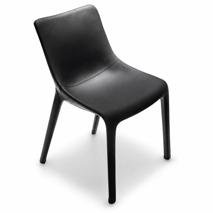 Contoured Black Leather Chair - FURNIBLE.