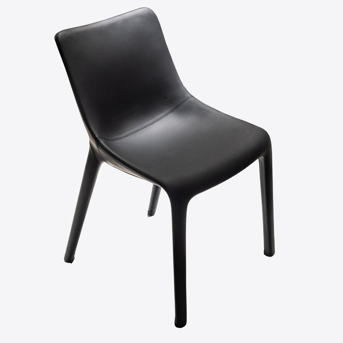Contoured Black Leather Chair - FURNIBLE.