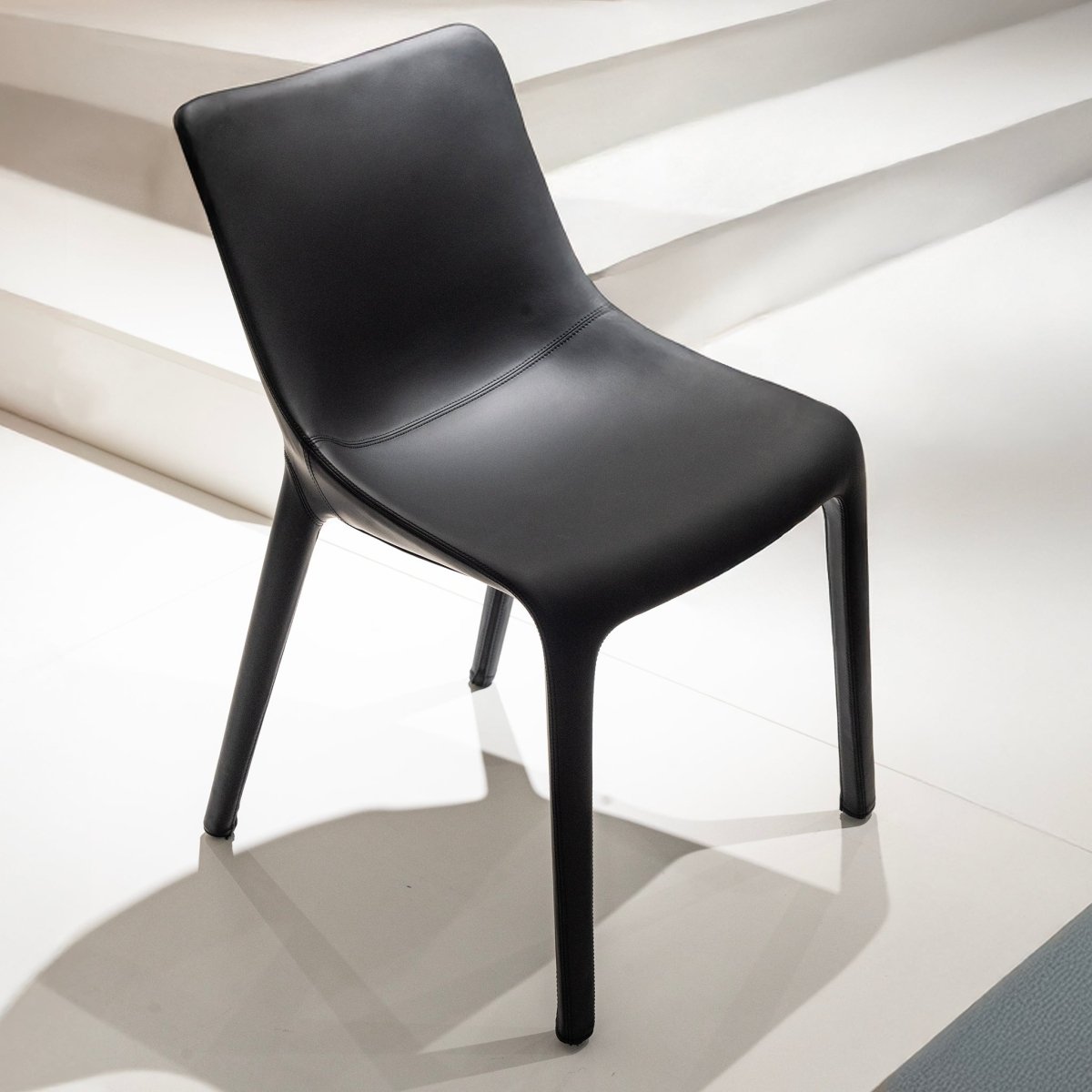 Contoured Black Leather Chair - FURNIBLE.