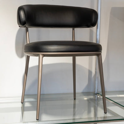 Contoured Leather Dining Chair - FURNIBLE.