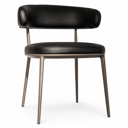 Contoured Leather Dining Chair - FURNIBLE.