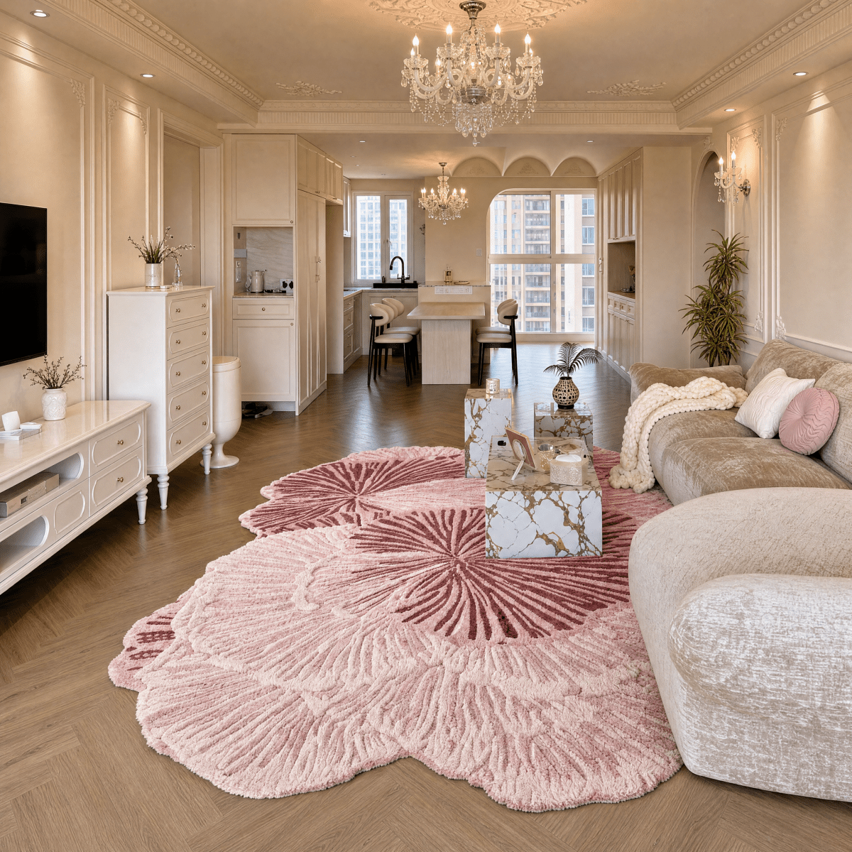 Coral Bloom Tufted Rug - FURNIBLE.