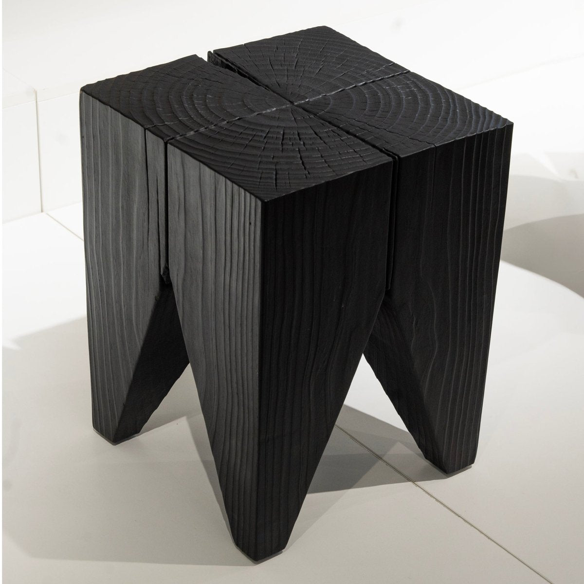Four - Legged Wood Block Stool - FURNIBLE.
