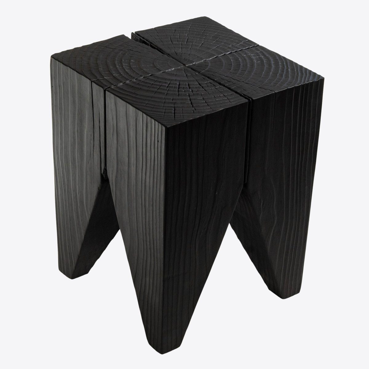 Four - Legged Wood Block Stool - FURNIBLE.