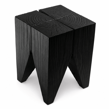 Four-Legged Wood Block Stool - FURNIBLE.