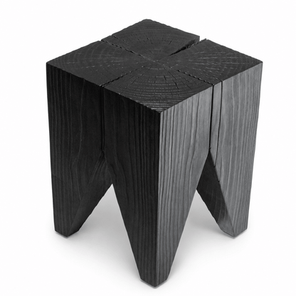 Four-Legged Wood Block Stool - FURNIBLE.