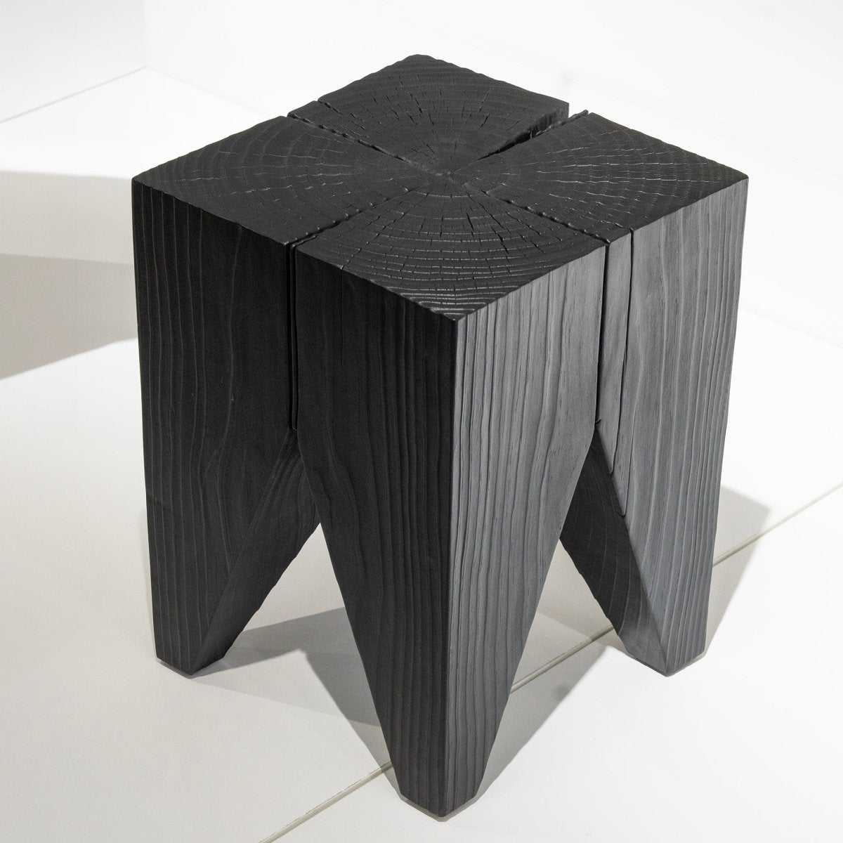 Four - Legged Wood Block Stool - FURNIBLE.