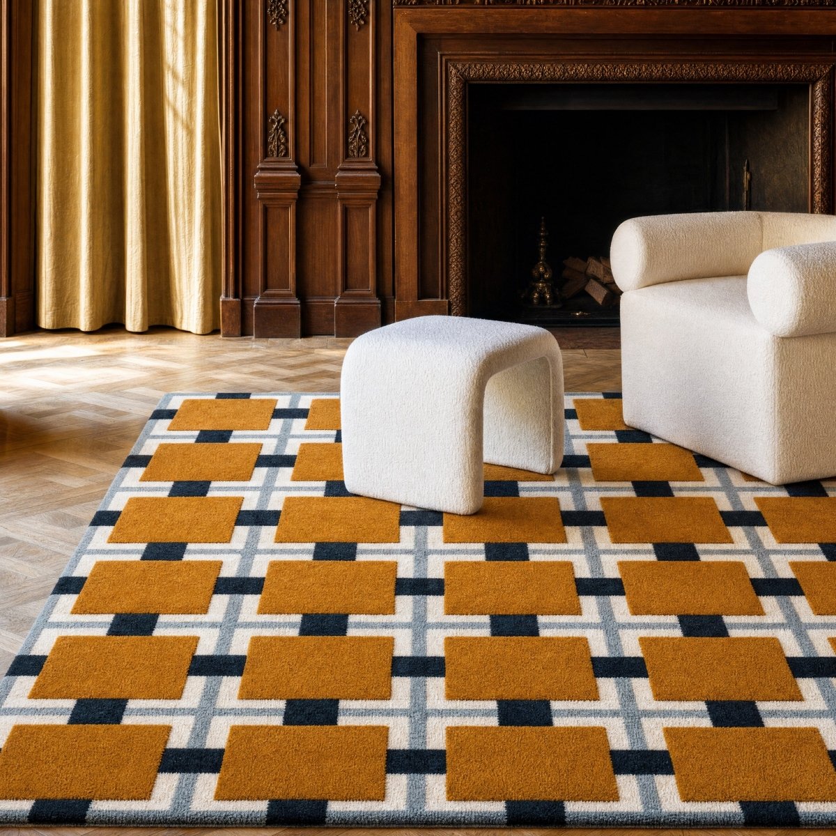 Geometric Grid Rug - FURNIBLE.
