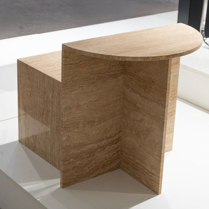 Geometric Stone Side Table Duo - FURNIBLE.