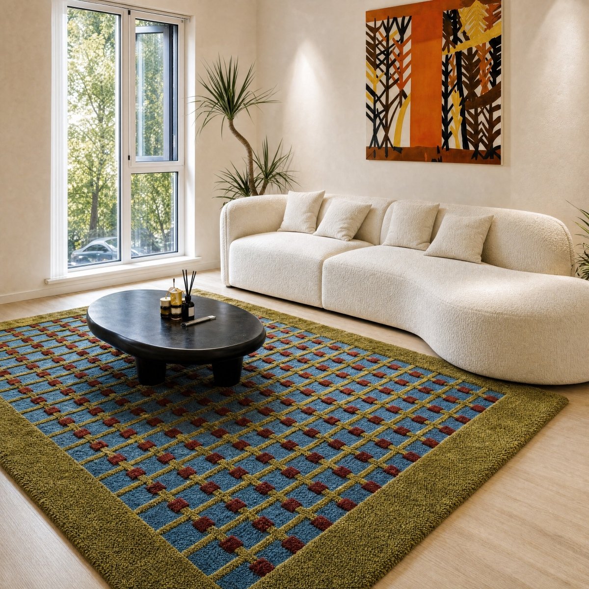 Grid Dot Tufted Rug - FURNIBLE.