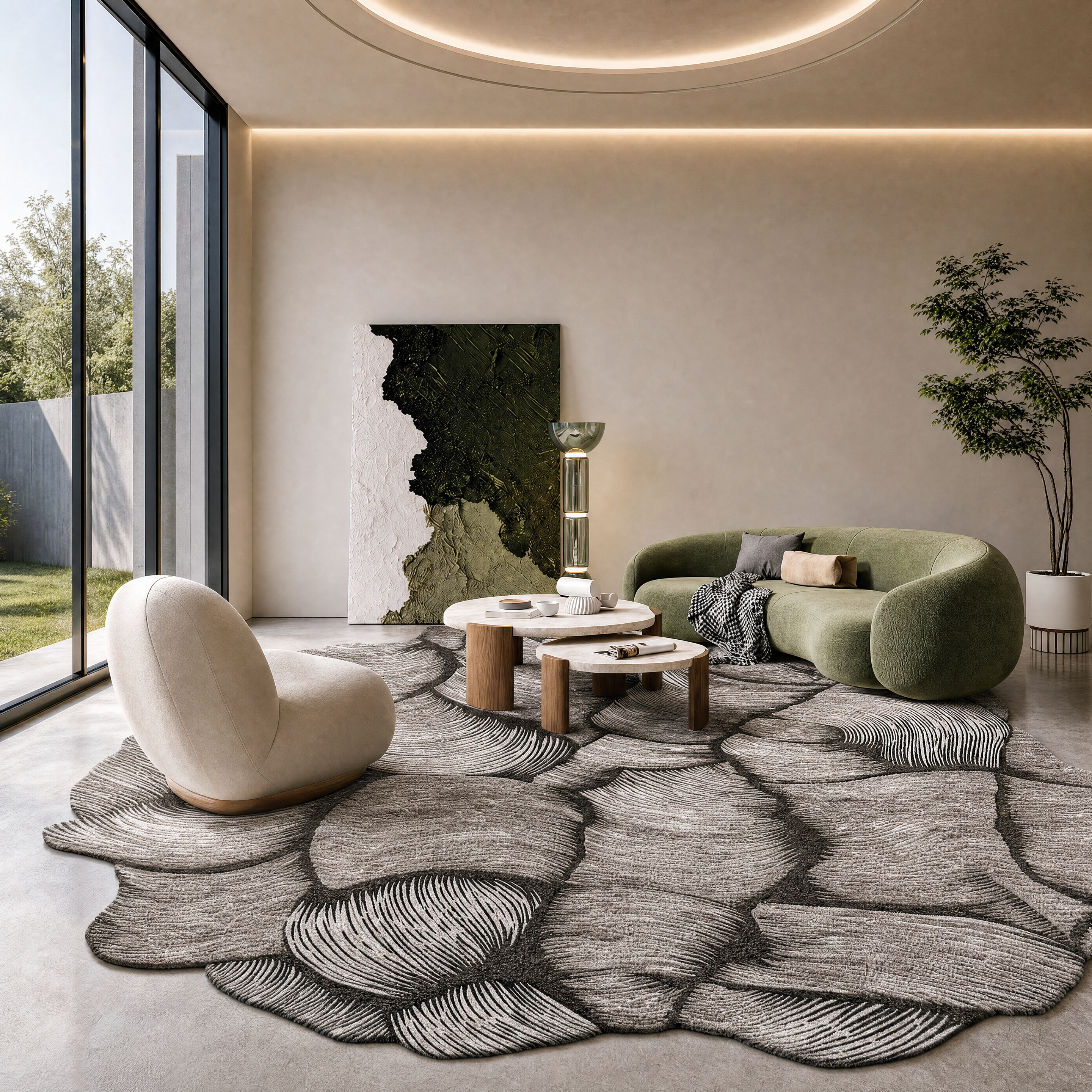 Fan Leaf Tufted Rug