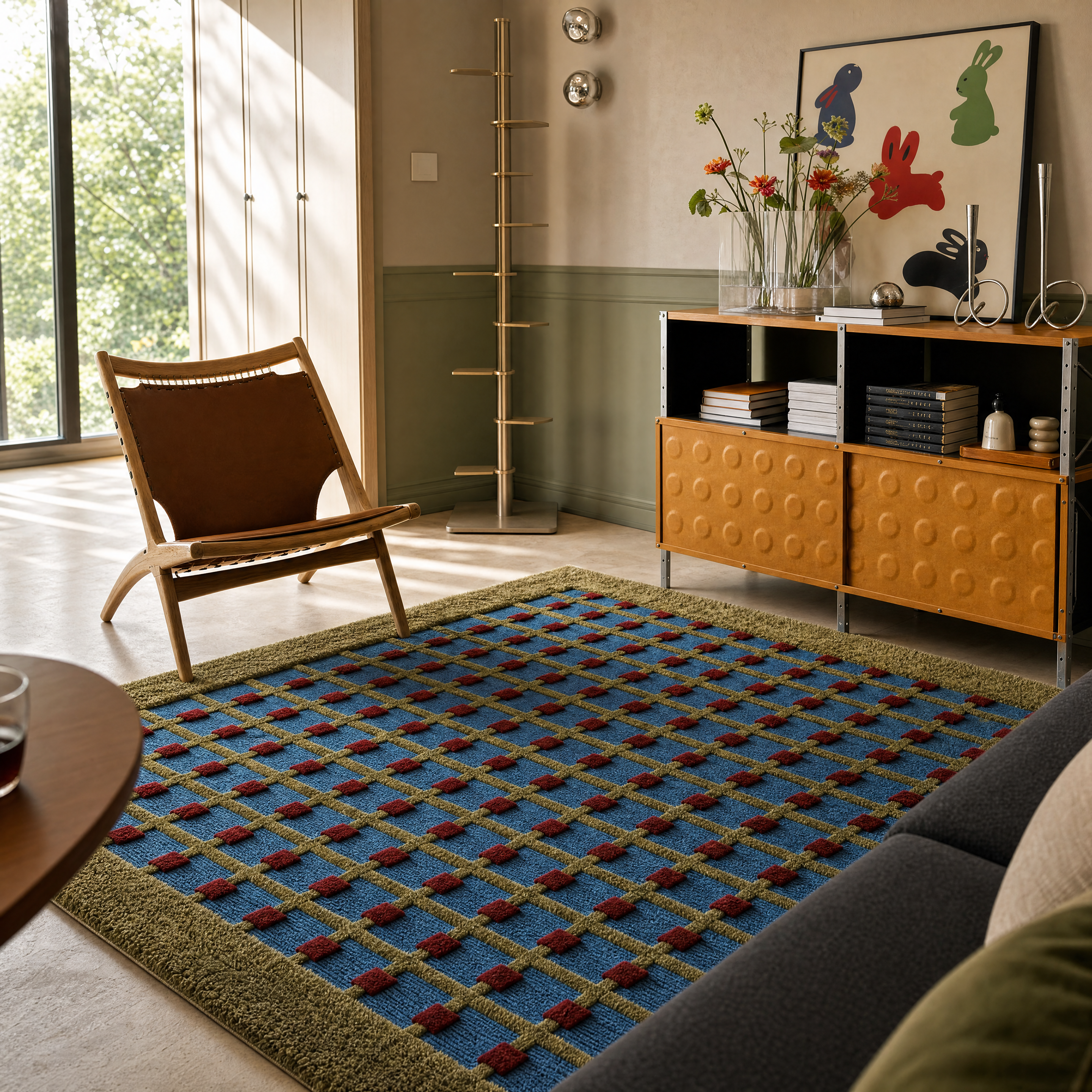 Grid Dot Tufted Rug