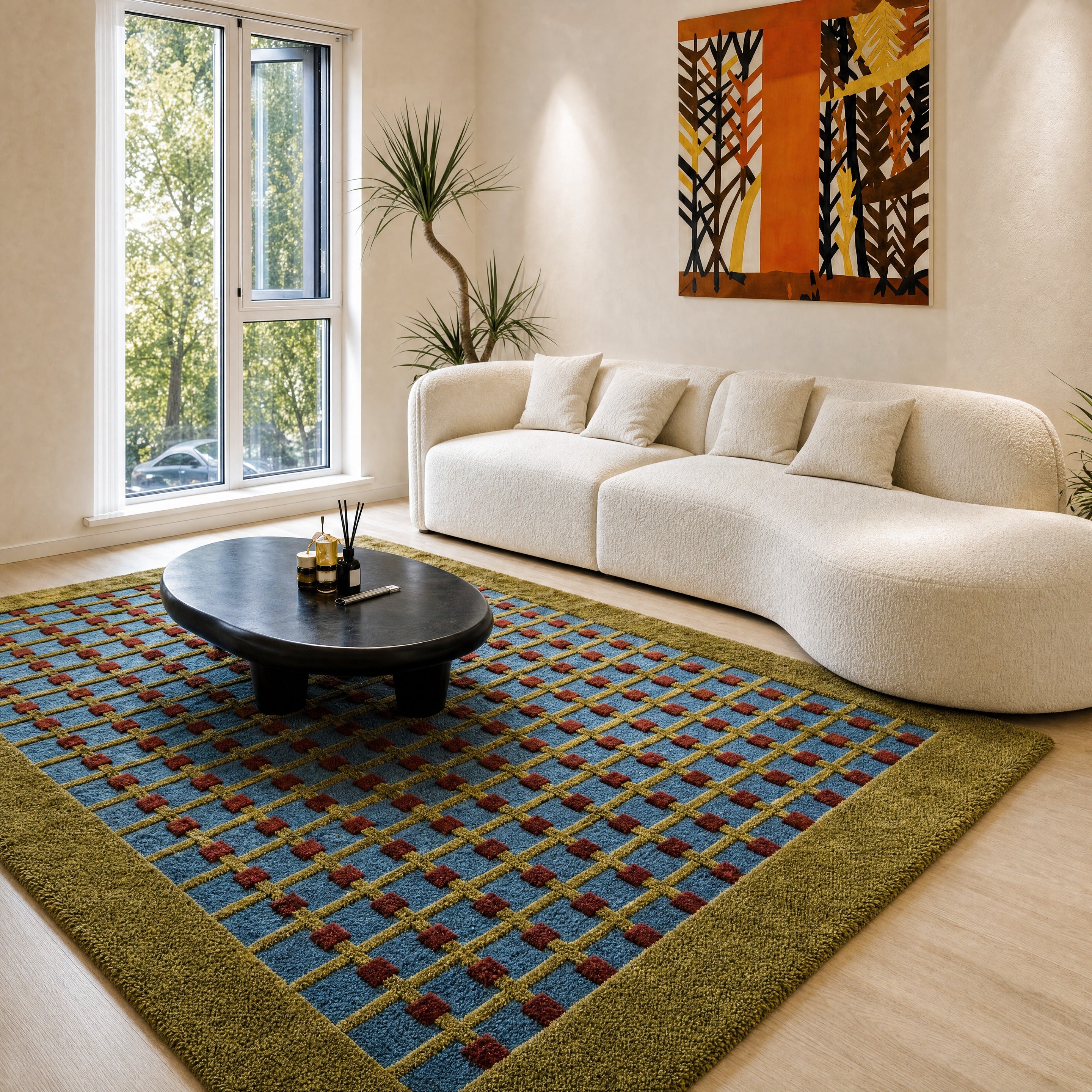 Grid Dot Tufted Rug