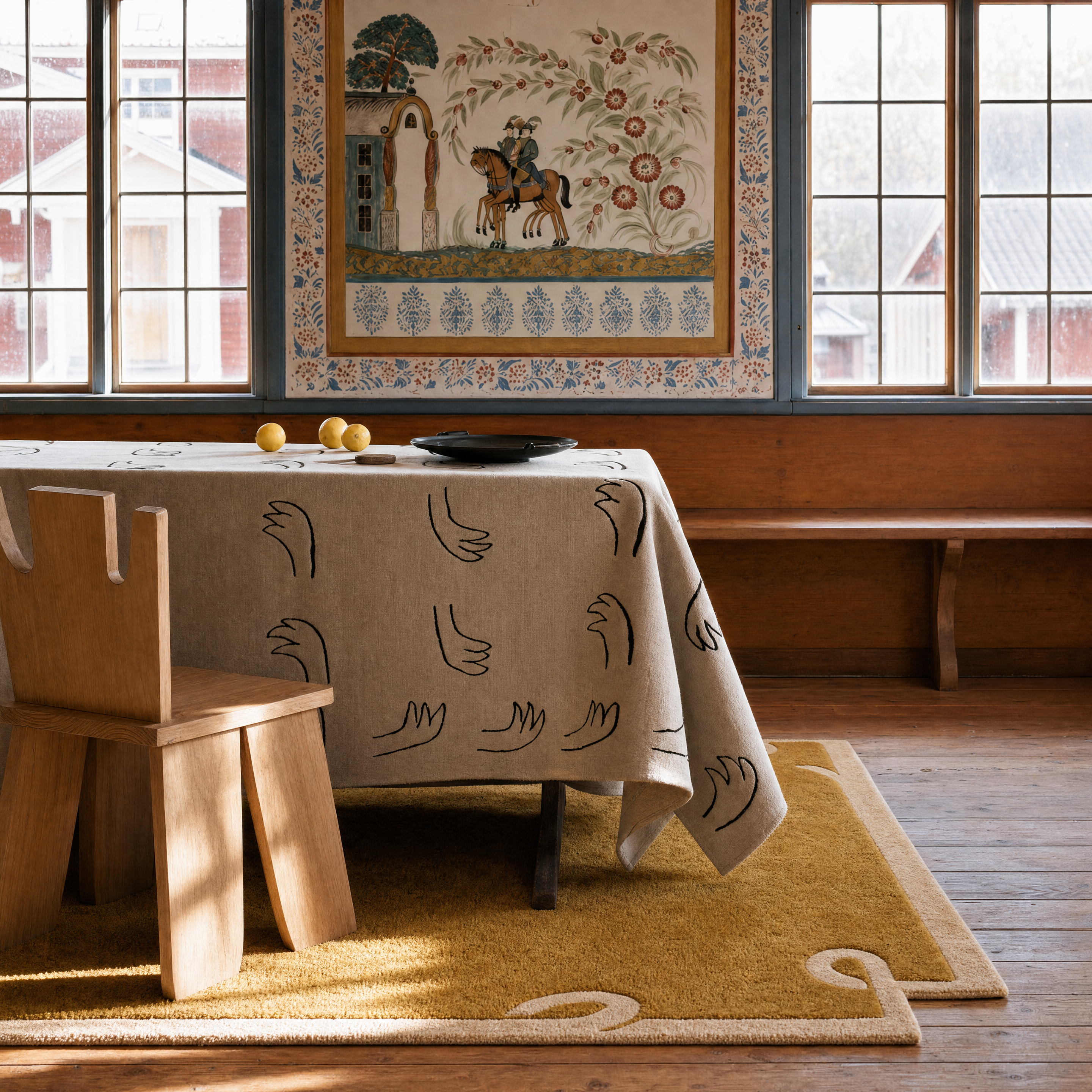 Scroll Border Tufted Rug