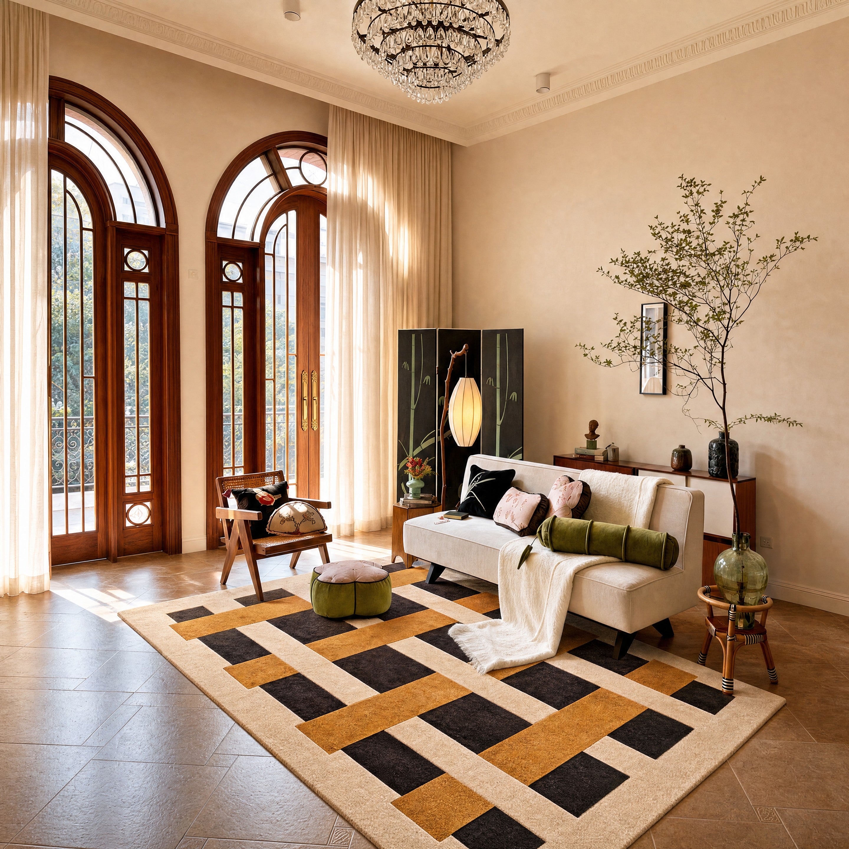 Interlock Lattice Tufted Rug