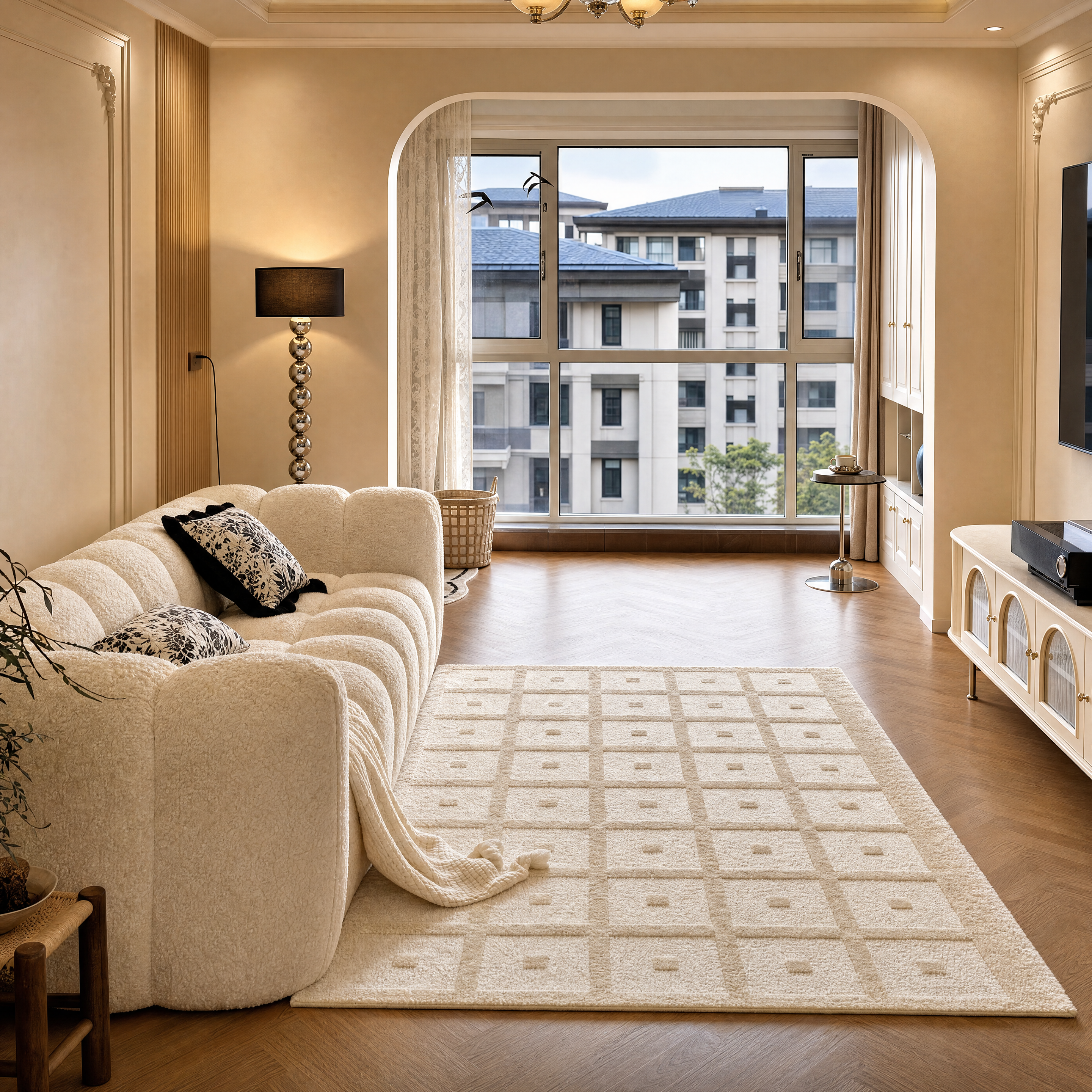 Square Grid Tufted Rug