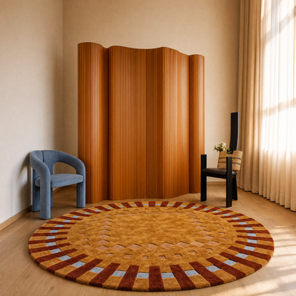Radial Border Round Tufted Rug